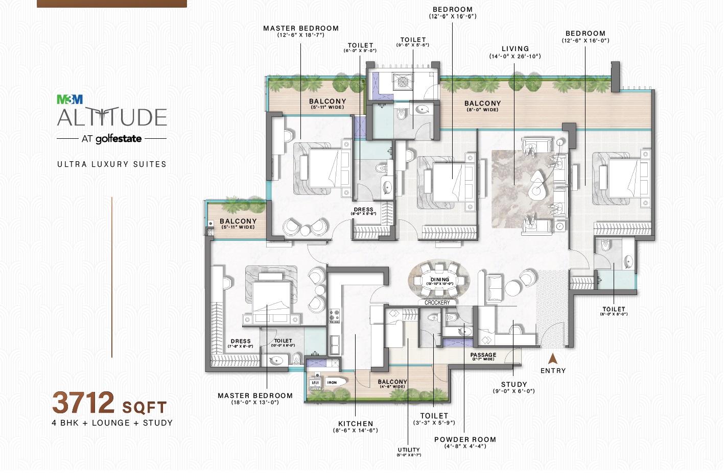 4BHK + Lounge + Study