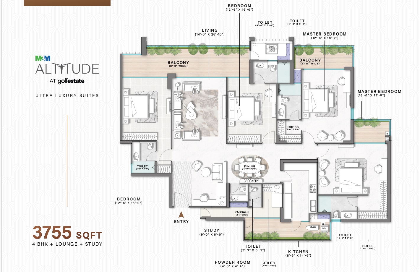 4BHK + Lounge + Study