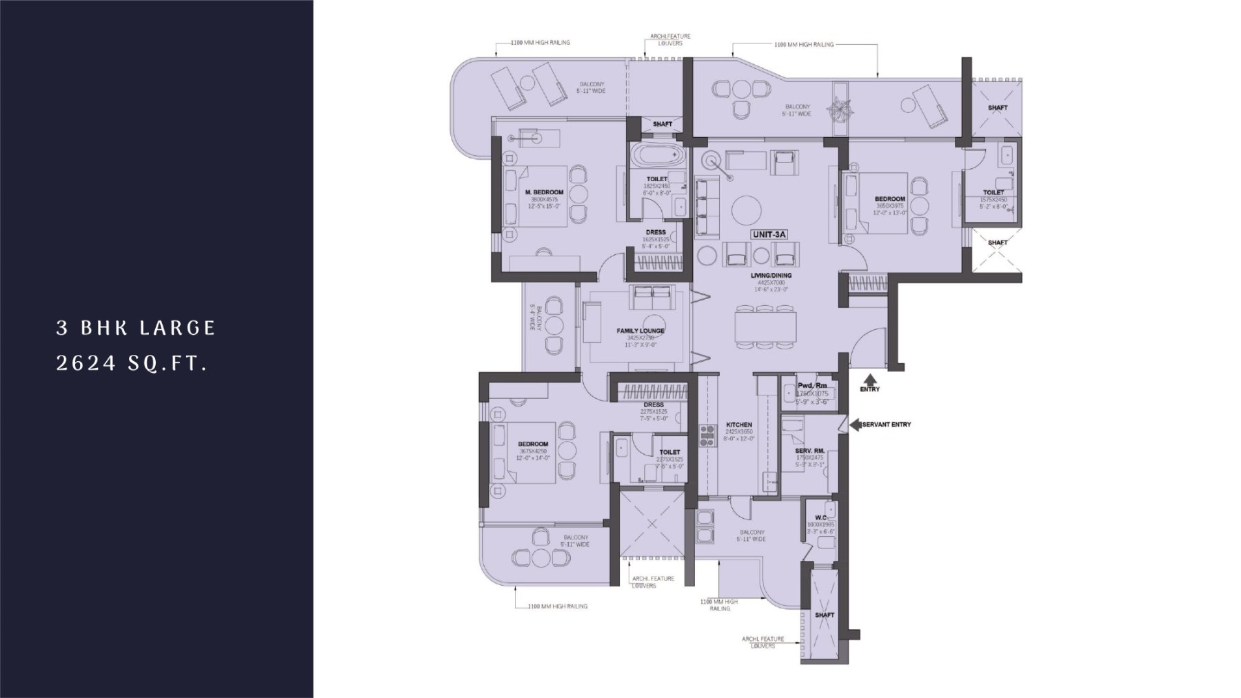 3BHK + Utility Room Large