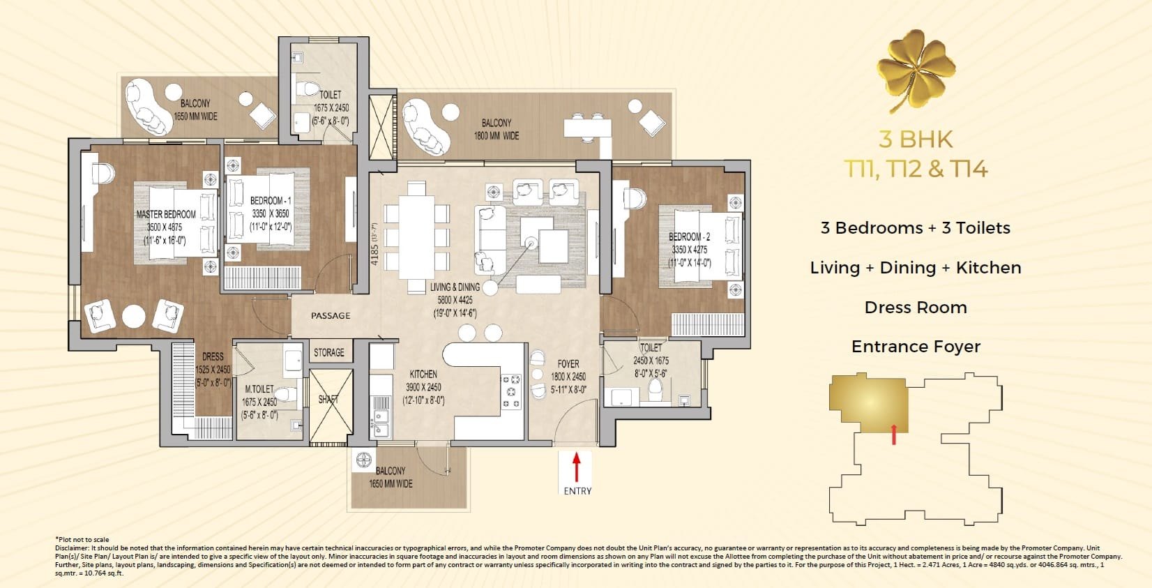 3BHK + SER